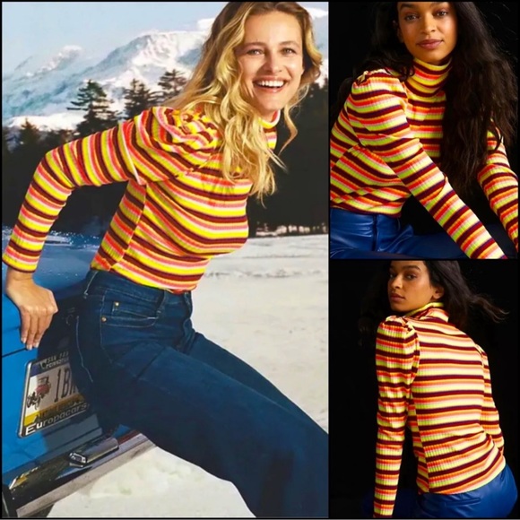 Anthropologie Tops - Maeve by Anthropologie turtleneck puff sleeves so cute and flirty